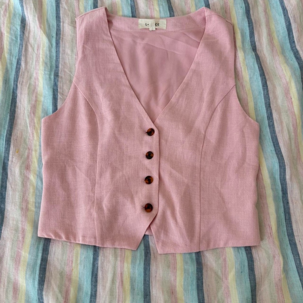L*SPACE Pink Sleeveless Button-Up vest